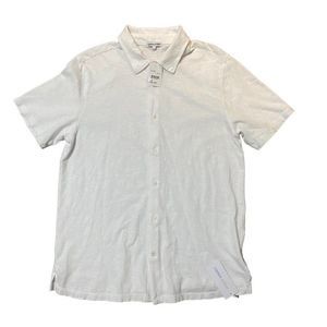 NEW COTTON CITIZEN MENS SHORT SLEEVE BUTTON DOWN SHIRT WHITE SIZE LARGE